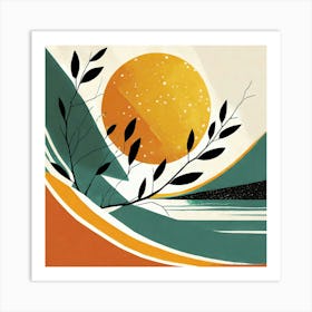 Sunset In The Sky - Abstract Mountains and Forest Art Print