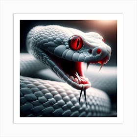 White Snake With Red Eyes Art Print