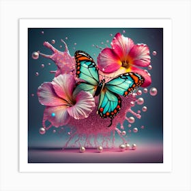 Butterfly And Flowers Art Print