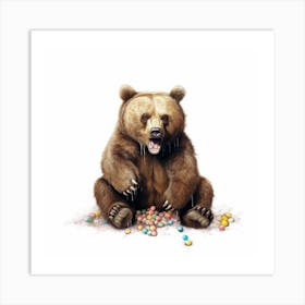 Bear Eating Candy Art Print