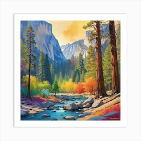 Colorful Abstract Yosemite National Park USA Art Print 1 Art Print