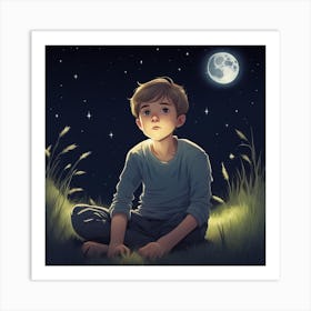 Boy In The Grass Art Print