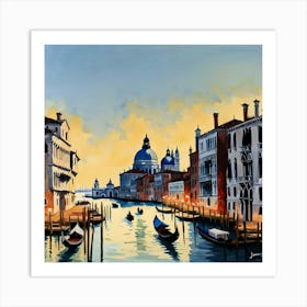 AI generated oil painting of Venice architecture and water canal. 1 Art Print