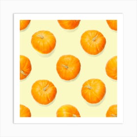 Pumpkins On A Yellow Background Art Print