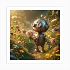 Robot In The Meadow 3 Art Print