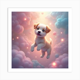 Puppy In The Clouds Art Print