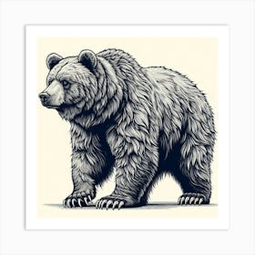 Line Art grizzly Art Print