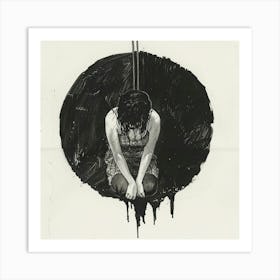 Burn Out Woman In A Circle Art Print