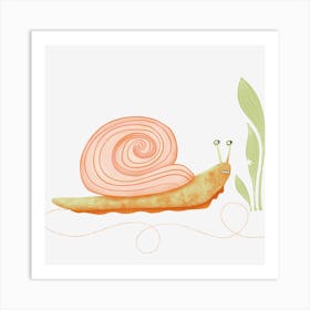 Snail In The Grass Having Breakfast Art Print