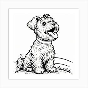 Line Art terrier dog 1 Art Print