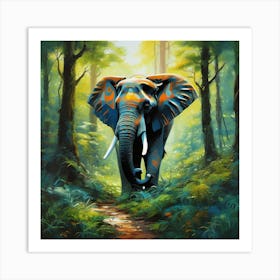 Elephant In The Forest Art Print