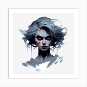 Girl With Blood On Her Face Art Print