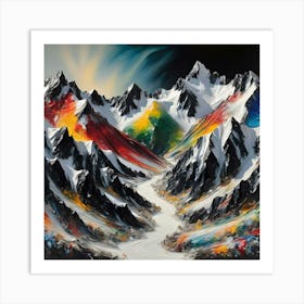 Rainbow Mountain - Style of William Morris Art Print