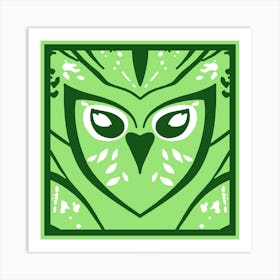 Chic Owl Green  Art Print