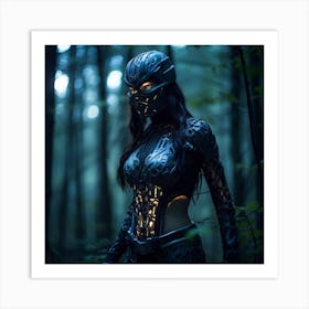 Cyborg Woman In The Woods Art Print