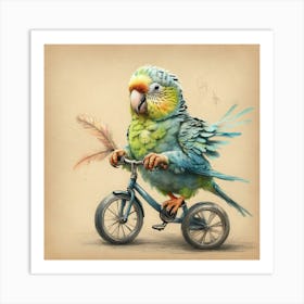 Parrot On A Bike Art Print