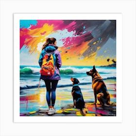 'Dogs On The Beach' Art Print