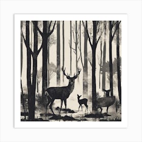 Deer In The Woods 12 Art Print