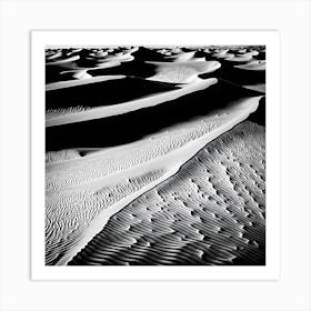 Sand Dunes, black and white art Art Print