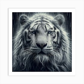 White Tiger In The Rain 3 Art Print