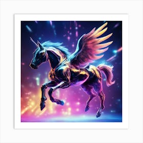 Cyber Unicorn With Wings Art Print