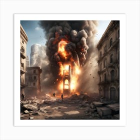 City In Flames Art Print