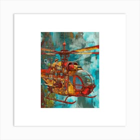 Retro Chopper In The Sky Art Print