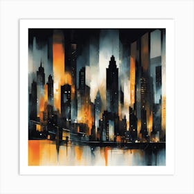 New York City At Night Art Print