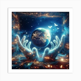 Hands Of The Earth Of Peace (AI) Art Print