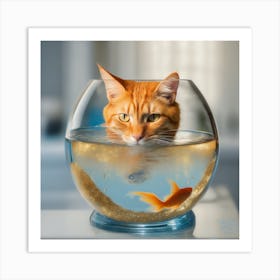 Cat In A Fish Bowl 19 Art Print