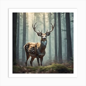 Deer In The Forest 222 Art Print