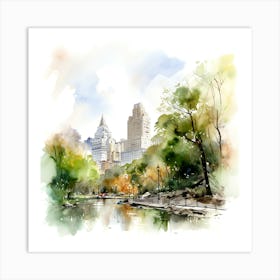 Central Park Watercolor Painting Art Print