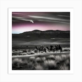 Camels In The Desert 4 Art Print