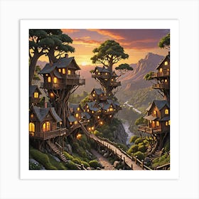 Tree Houses Art Print