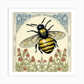 Bee And Flowers Art Print