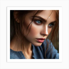 Beautiful Girl With Blue Eyes Art Print