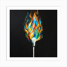 Lightbulb On Fire Art Print