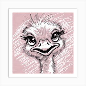 Ostrich Portrait Art Print