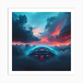 Spaceship In The Clouds Art Print