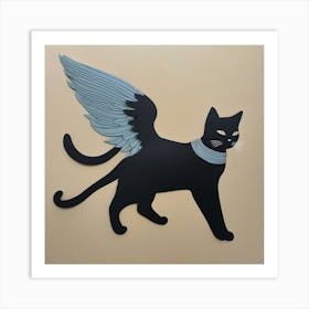 Black Cat With Wings Art Print