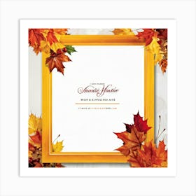 Autumnal Leaf Illustration One Central Maple Foliage Display Flanked By Smaller Elements Of Orange (1) Art Print