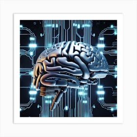 Brain On A Circuit Board 28 Art Print