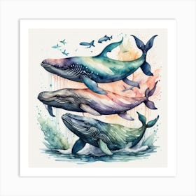 Whales in water Art Print