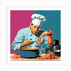 Chef Cooks Lobster Art Print