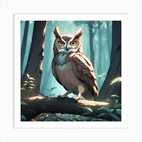 Owl In The Forest 30 Art Print