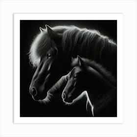 Black Horse And Foal 5 Art Print