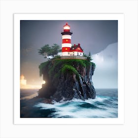 Lighthouse On The Island Art Print