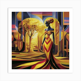 African Woman In Yellow Dress Poster