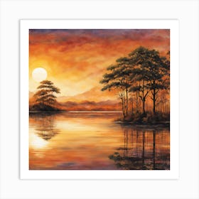 Sunset By The Lake 3 Art Print