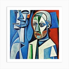 An oil canvas painting of an alien in the style of picasso Art Print